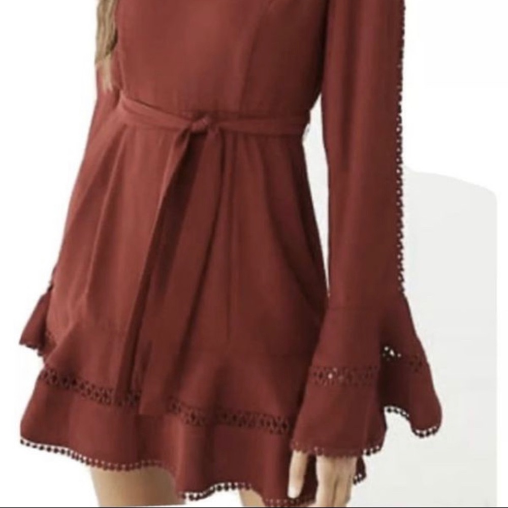 Forever21 Maroon Crotchet Trim Dress